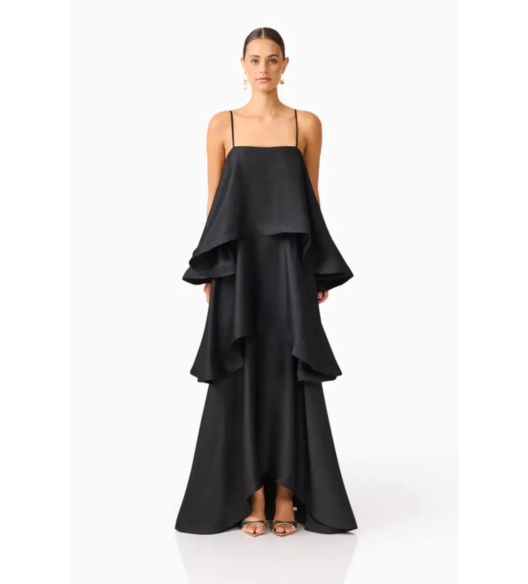 Elliatt Tilly Tiered Maxi Dress Black Size AU10 for rent on The Volte - main image