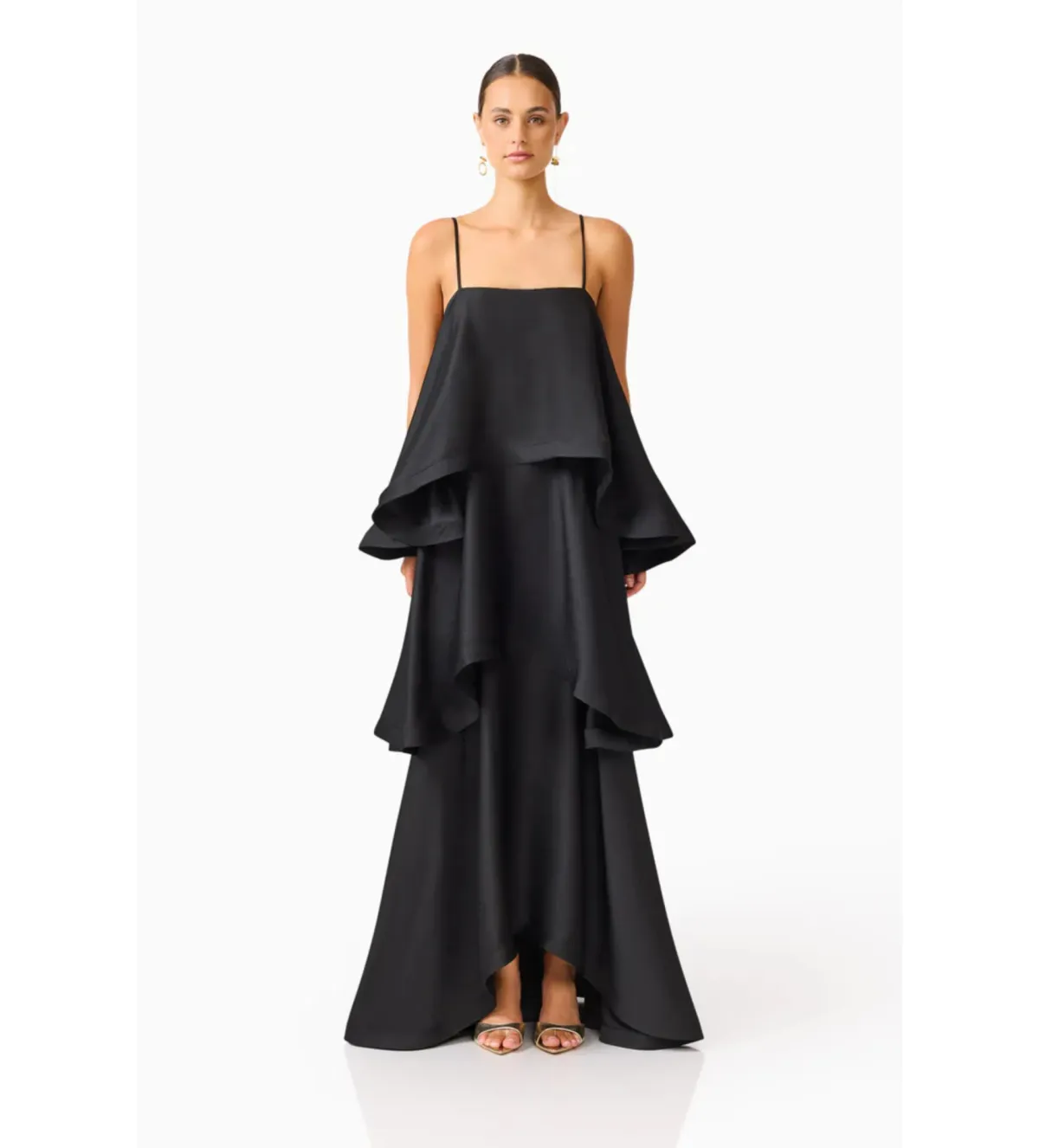 Elliatt Tilly Tiered Maxi Dress Black Size AU12 - Image 1