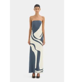 Sir The Label Lilou Strapless Maxi Dress Charcoal Blue Size 3/AU 12 for rent on The Volte - image 1