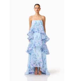 Elliat Armani Tiered Maxi Dress in Baby Blue Floral Size S/AU8 for rent on The Volte - image 1