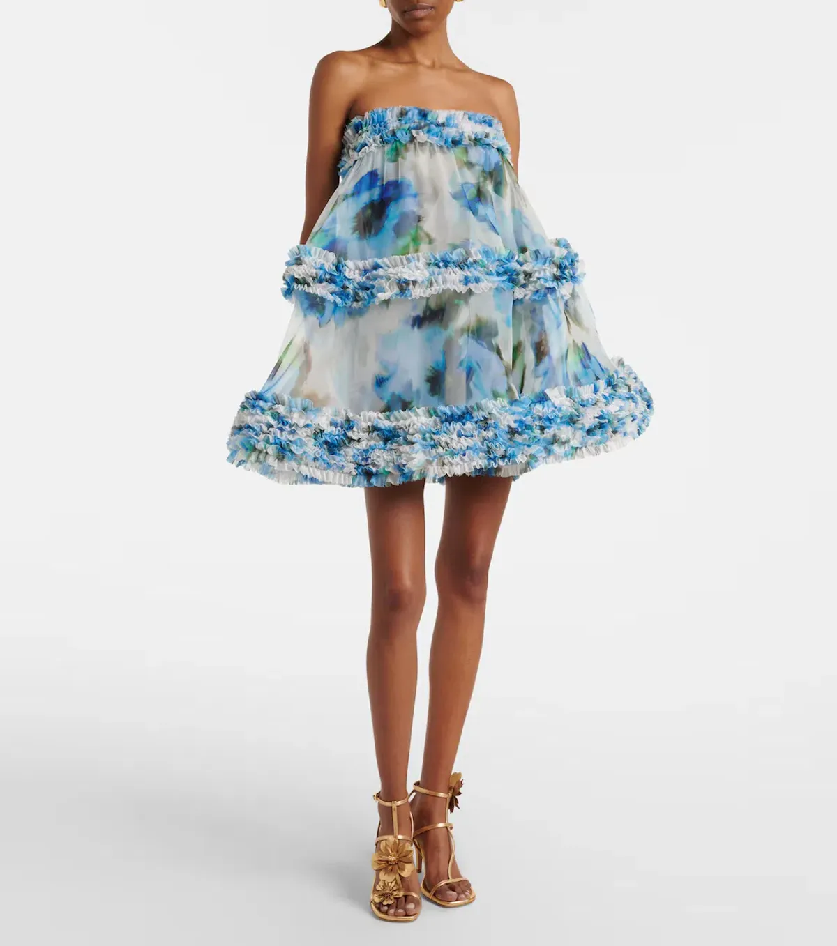 Zimmermann Alchemy Ruffle Mini Dress Blue Poppy Size 2/AU 12 - Image 1
