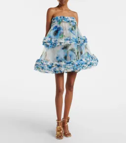 Zimmermann Alchemy Ruffle Mini Dress Blue Poppy Size 2/AU 12 for rent on The Volte - image 1