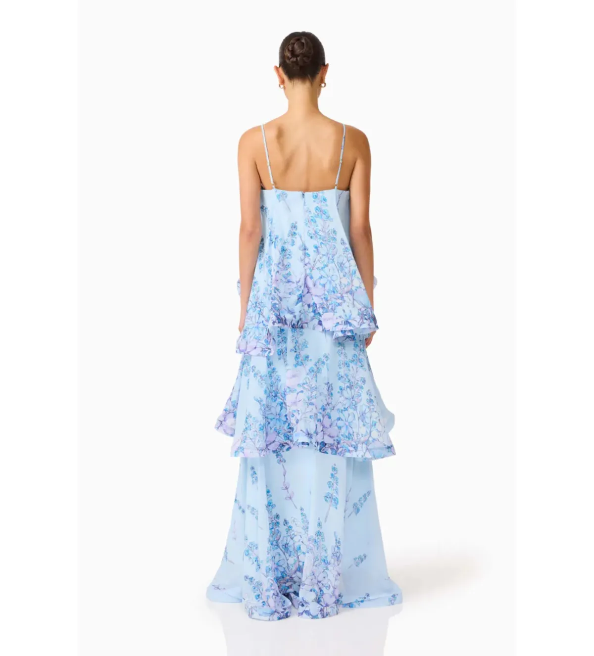 Elliat Armani Tiered Maxi Dress in Baby Blue Floral Size L/AU12 - Image 3
