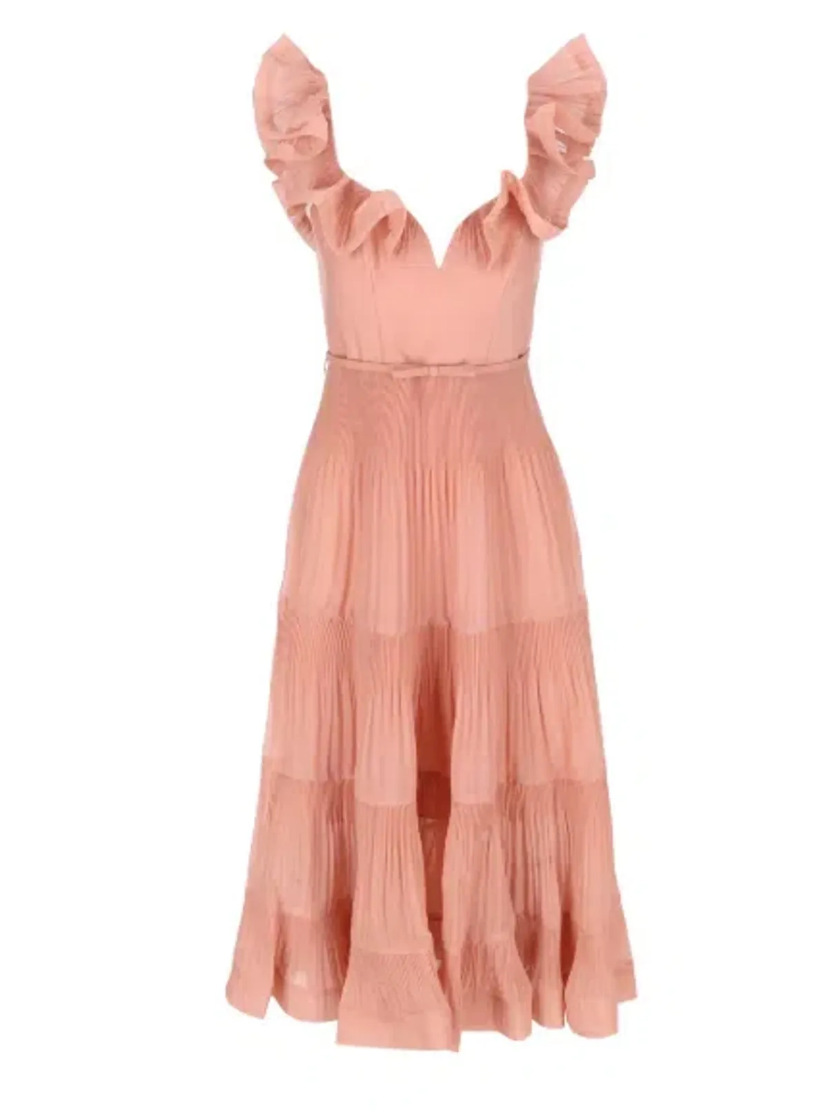 Zimmermann Pleated Frill Midi Dress - Image 1