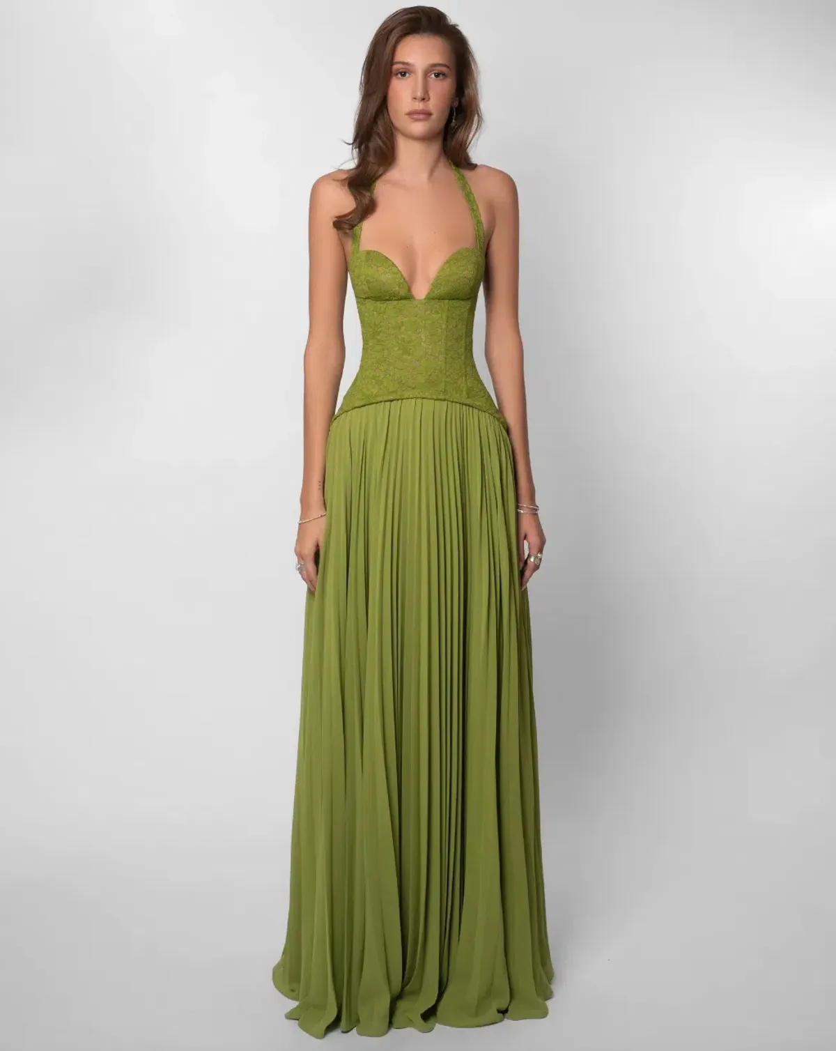 Fenity, Gaia Dress, green, size 8, maxi for rent on The Volte - main image