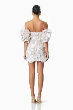 Perry Floral Embellished Mini Dress in White for rent on The Volte - image 3