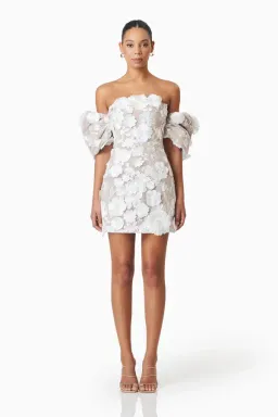 Perry Floral Embellished Mini Dress in White for rent on The Volte - image 1