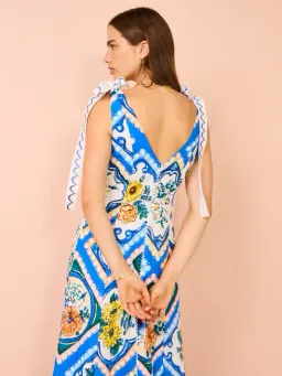 By Nicola - Adoncia Tie Shoulder Maxi Dress in Azure Floral Size 6 for rent on The Volte - image 2
