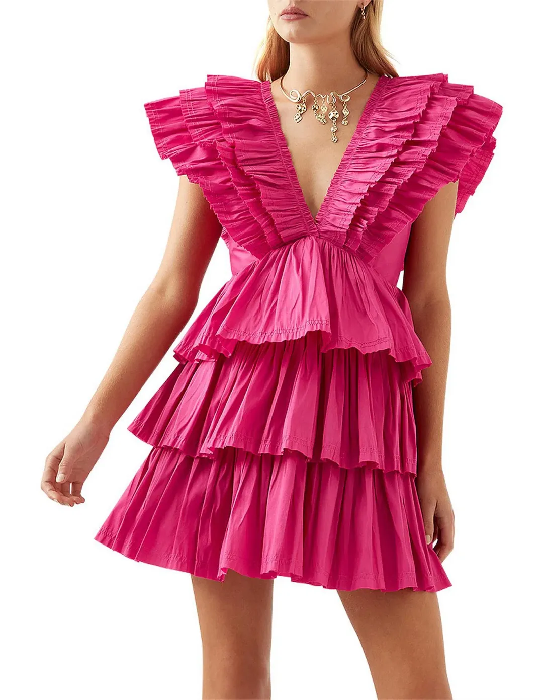 AJE Rhythmic Frilled Mini Dress Size 8 for rent on The Volte - main image