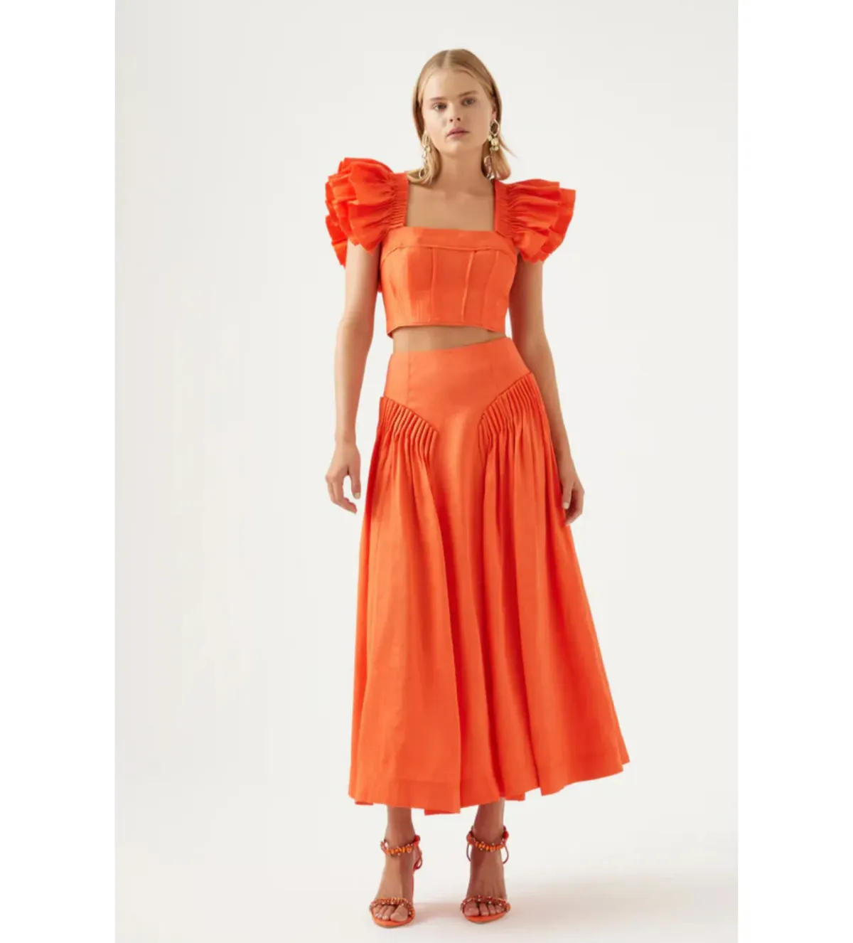 AJE Imagination Frill Sleeve Top Size 8 & Yves Midi Skirt Size 6 Set for rent on The Volte - main image