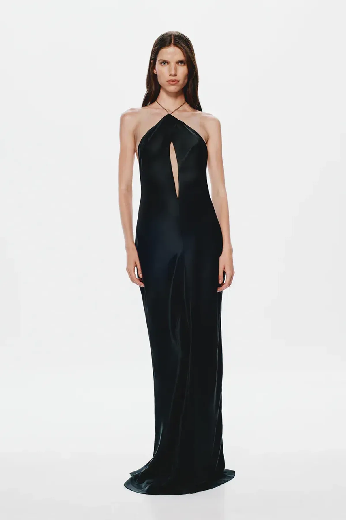 Misha The Xanthe Satin Chain Maxi Dress in Black Size M/AU10 for rent on The Volte - main image