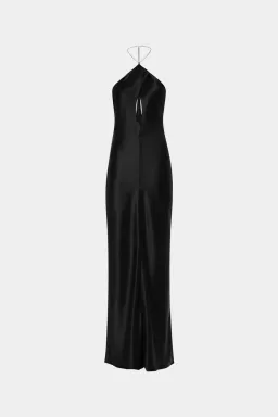 New MISHA "The Xanthe" Satin Chain Maxi Dress, Size 8 - Black Formal Gown for rent on The Volte - image 5