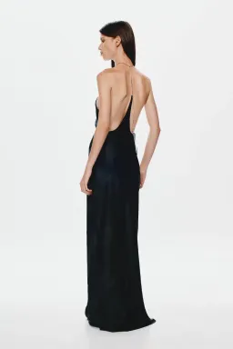 New MISHA "The Xanthe" Satin Chain Maxi Dress, Size 8 - Black Formal Gown for rent on The Volte - image 1