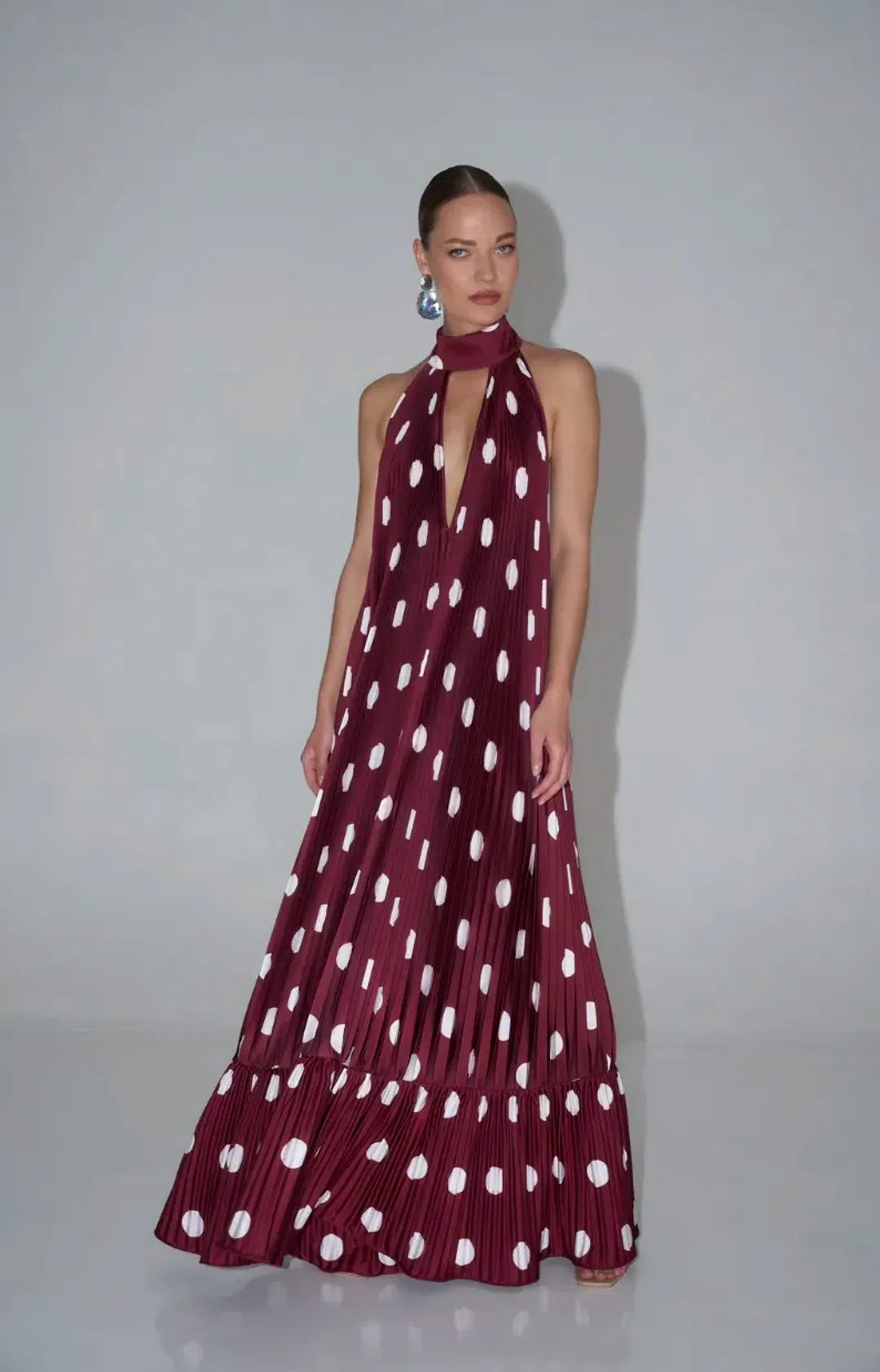 L'idee Libertie Gown - Polka Wine - size 8 for rent on The Volte - main image