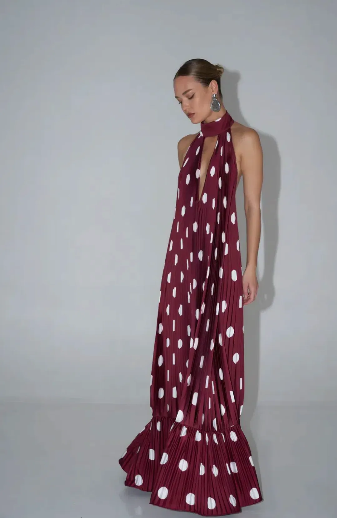 L'idee Libertie Gown - Polka Wine - size 8 for rent on The Volte - main image