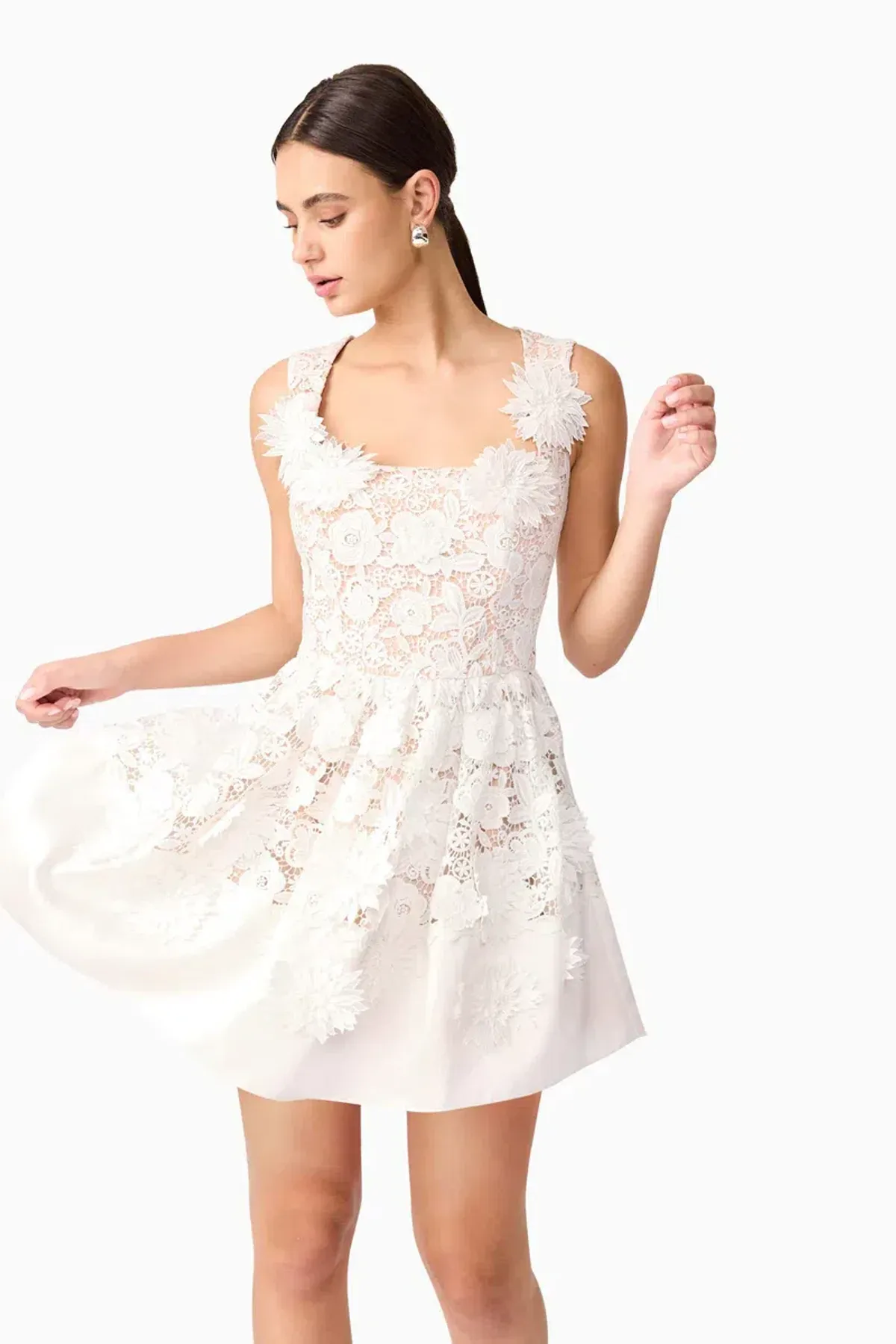 Elliatt Margot white lace mini dress sz S - Image 5