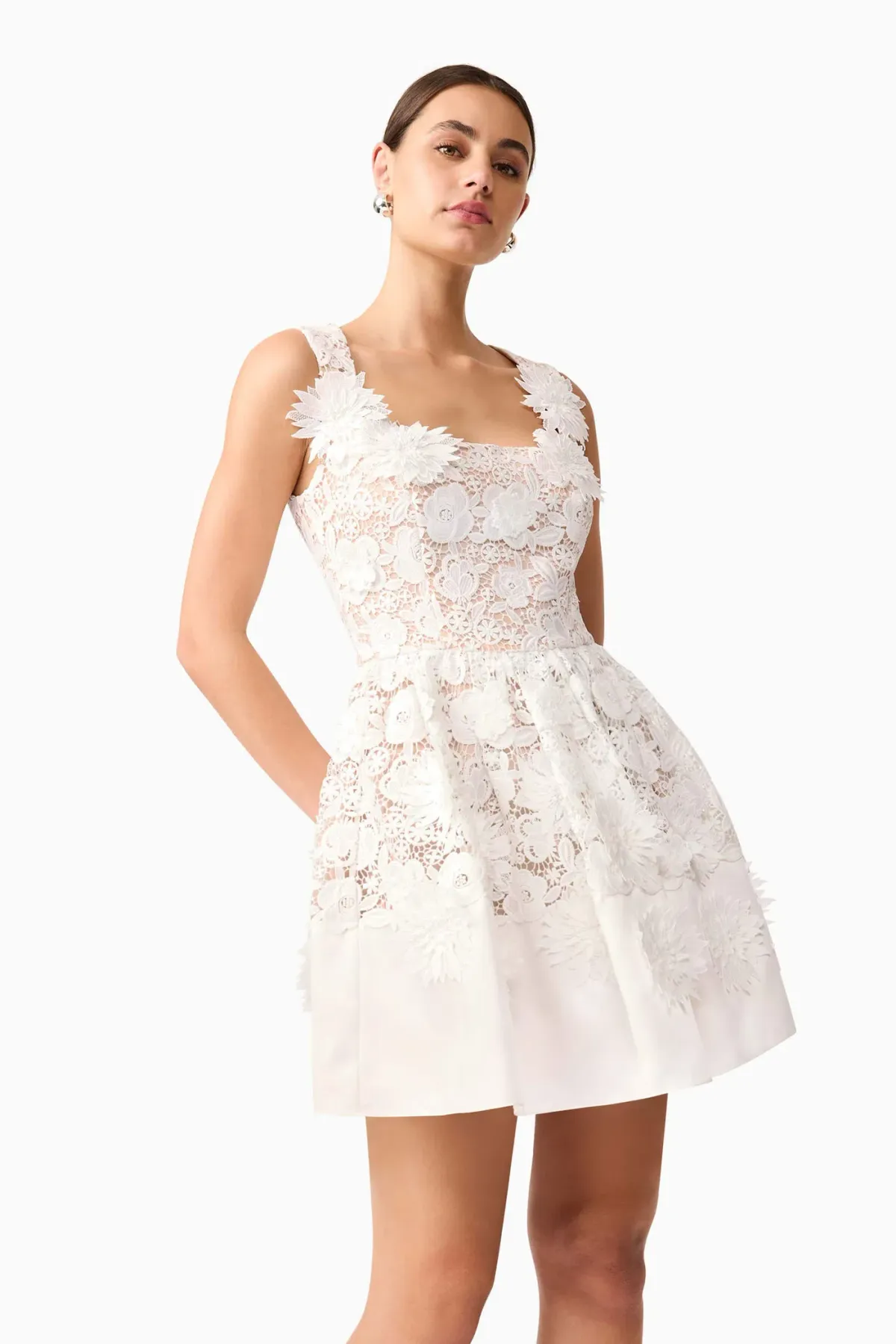 Elliatt Margot white lace mini dress sz S - Image 3