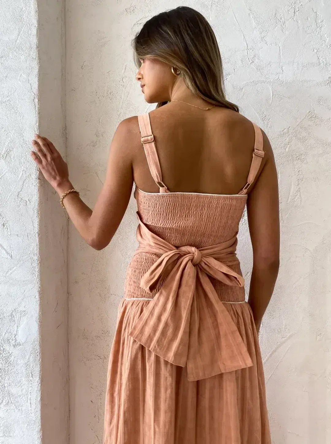 Mon Renn Sofia Midi Dress In Blush Size 8 for rent on The Volte - main image
