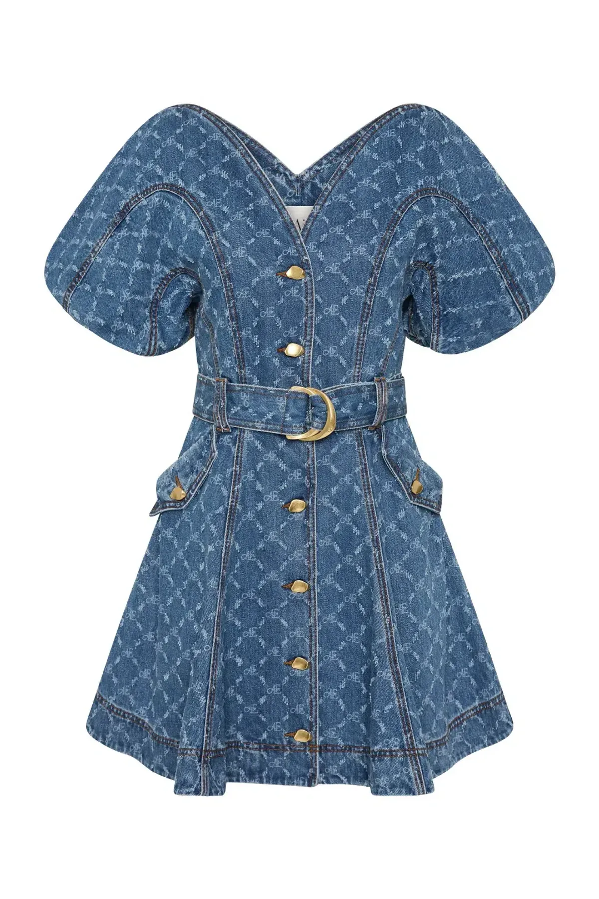 Aje Diamond logo denim mini dress sz 16 - Image 1