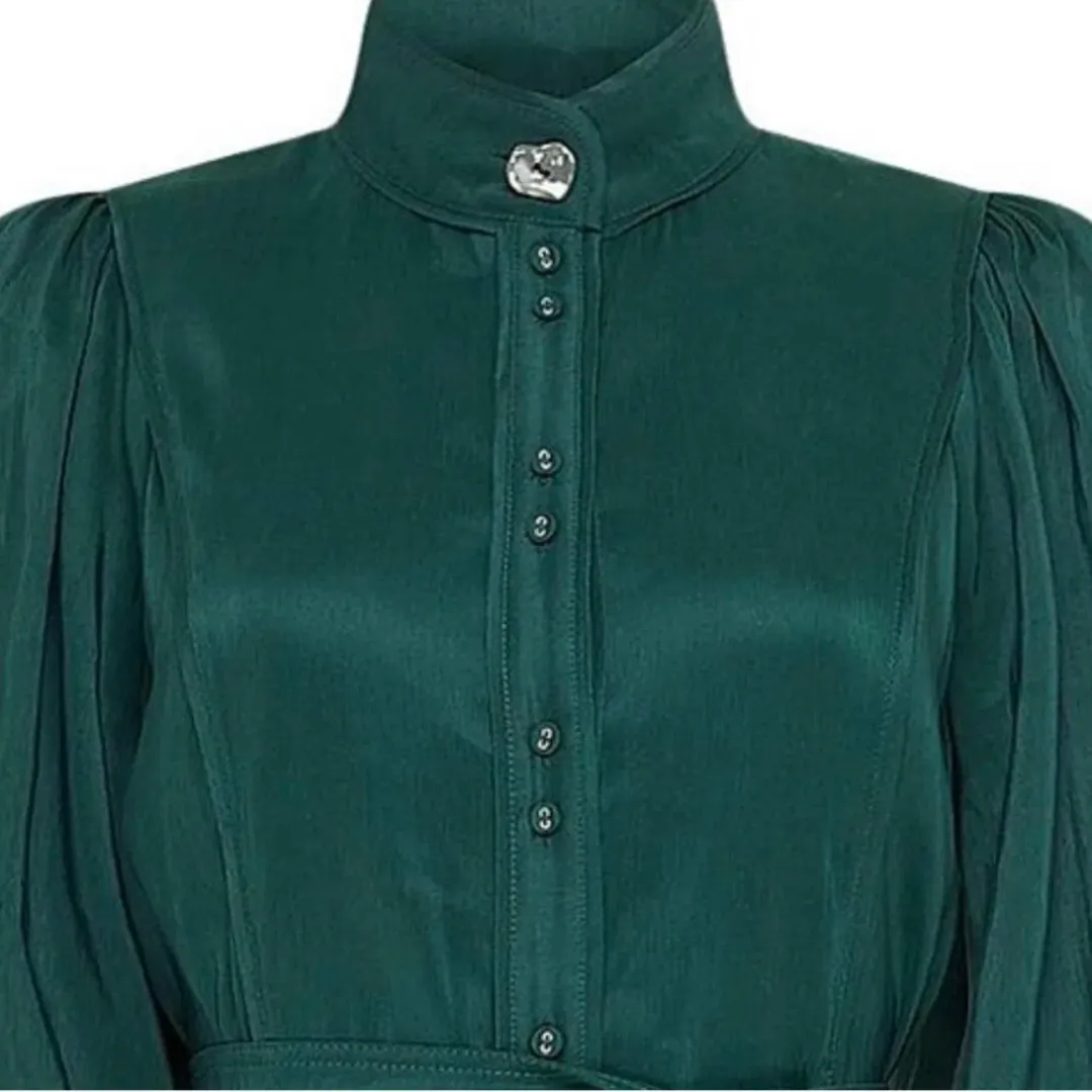 Aje emerald green Gentle shirt dress sz 14 for rent on The Volte - main image