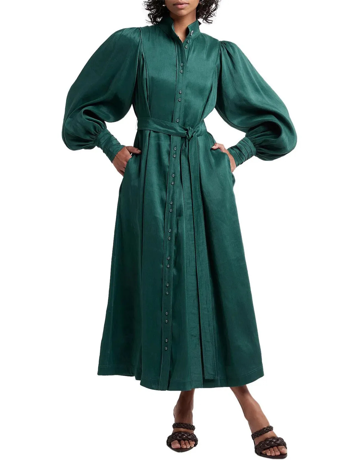 Aje emerald green Gentle shirt dress sz 14 - Image 3