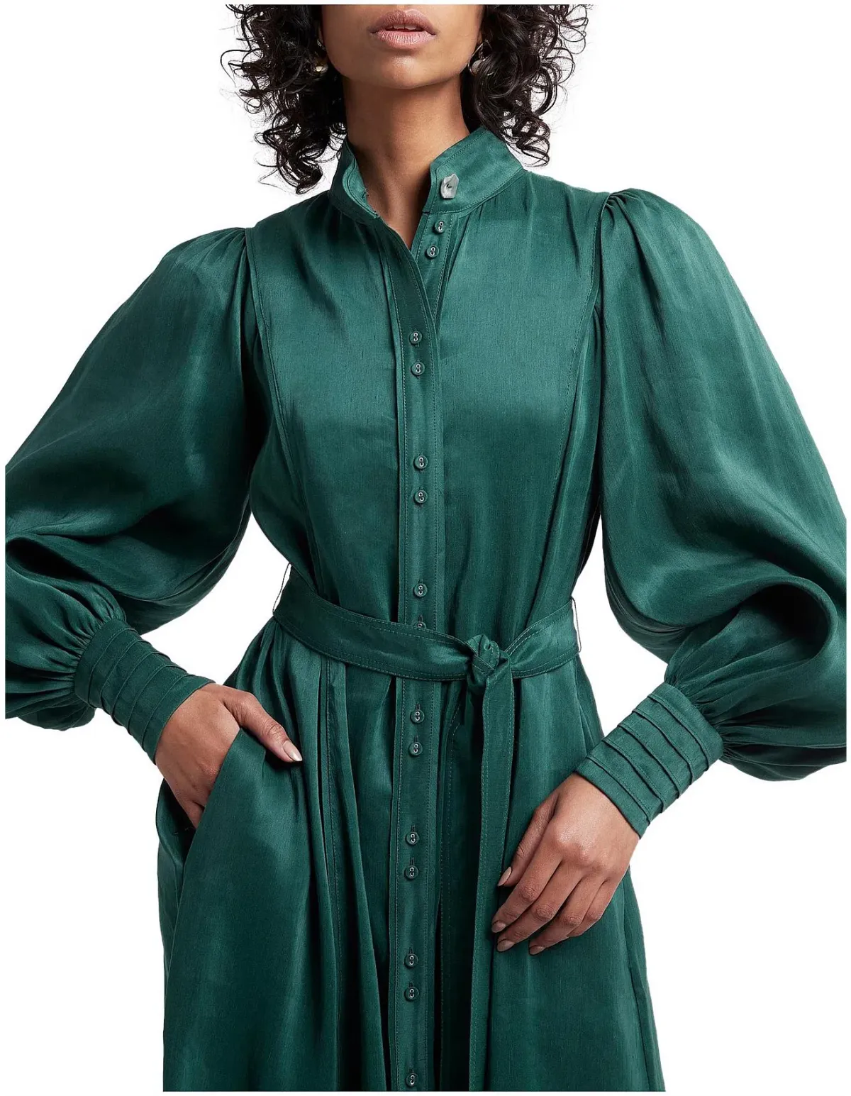 Aje emerald green Gentle shirt dress sz 14 for rent on The Volte - main image