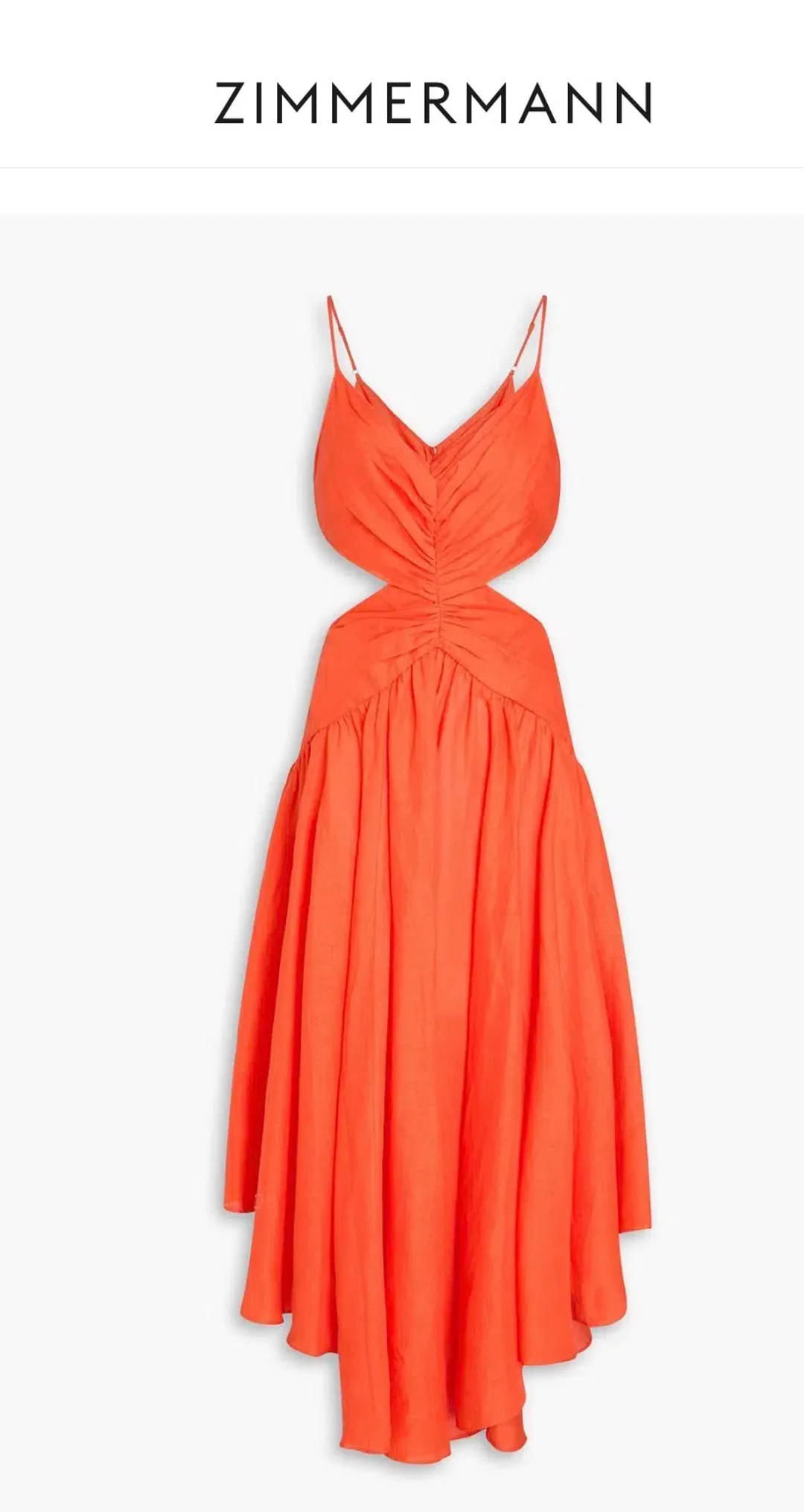 ZIMMERMANN Asymmetric cutout linen midi dress Size 1 for rent on The Volte - main image