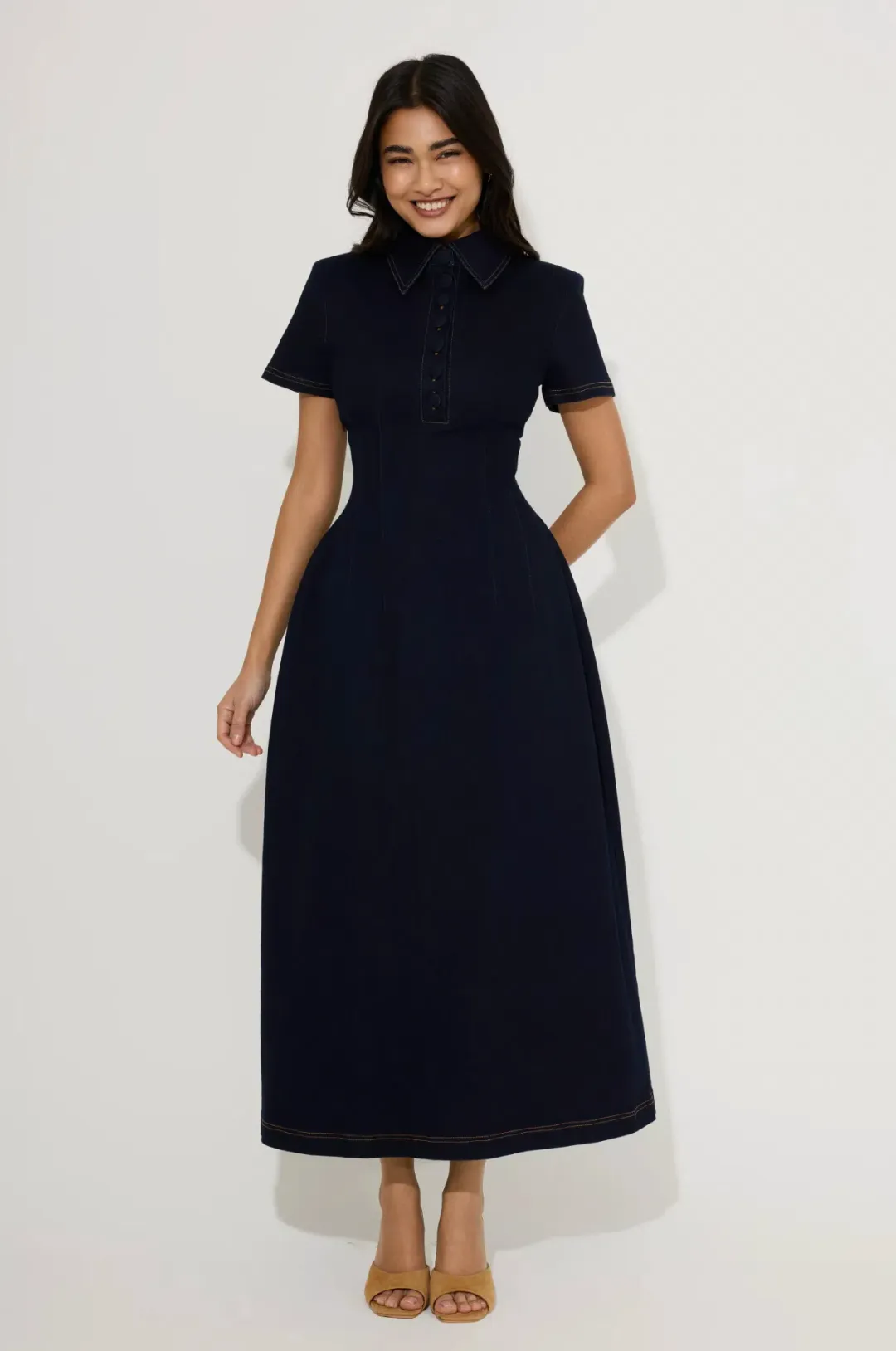 Odd Muse Cotton Mix Denim Collared Midi Dress Size S / AU 8 for rent on The Volte - main image