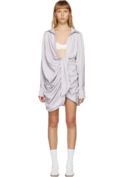 Jacquemus La Robe Bahia Mini Shirt Dress Mini Lilac Size AU 6 for rent on The Volte - image 4