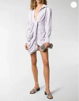 Jacquemus La Robe Bahia Mini Shirt Dress Mini Lilac Size AU 6 for rent on The Volte - image 2
