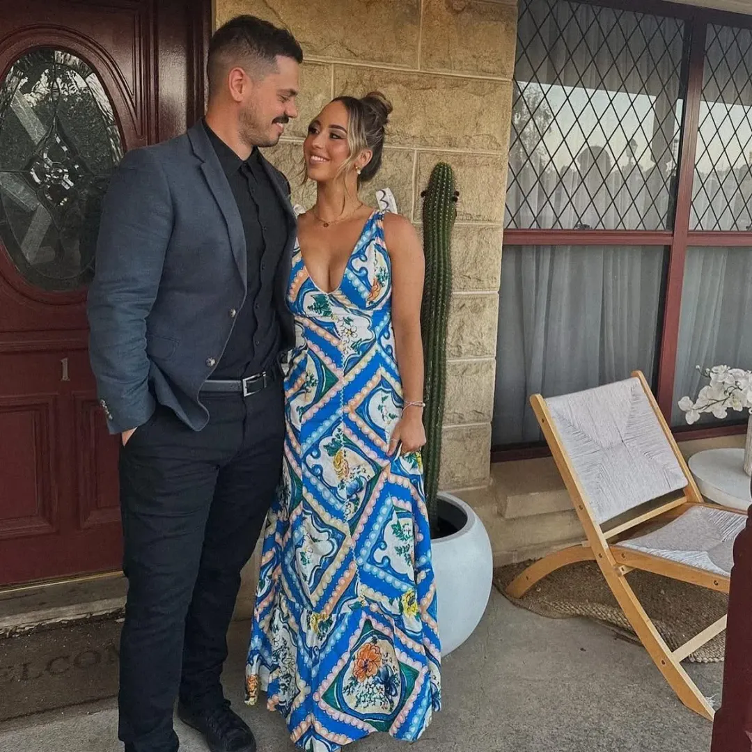 By Nicola Adoncia Tie Shoulder Maxi Dress in Azure Floral | AU 12 for rent on The Volte - main image