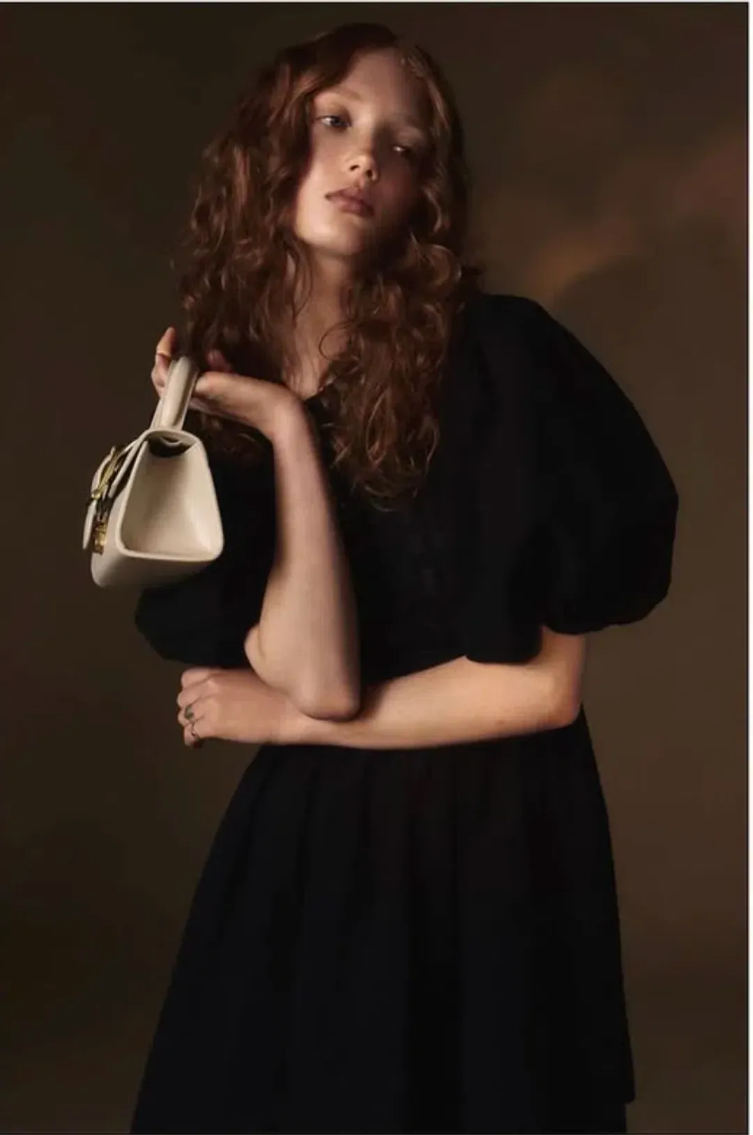 Custom Made Van Der Kooij Mini Dress Black Cocktail Puff Sleeve for rent on The Volte - main image