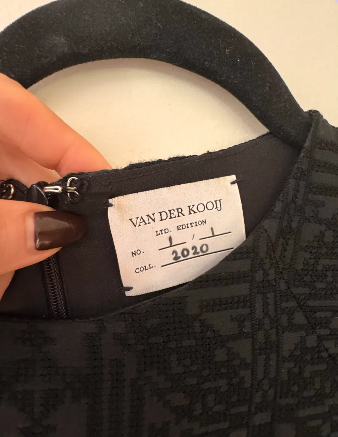Custom Made Van Der Kooij Mini Dress Black Cocktail Puff Sleeve for rent on The Volte - main image