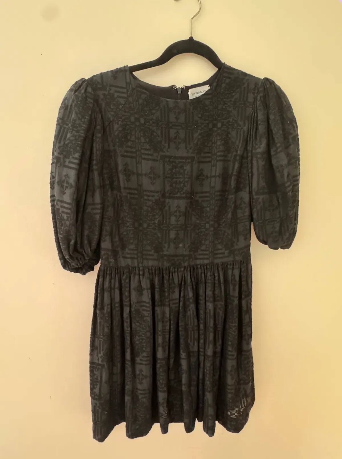 Custom Made Van Der Kooij Mini Dress Black Cocktail Puff Sleeve - Image 3