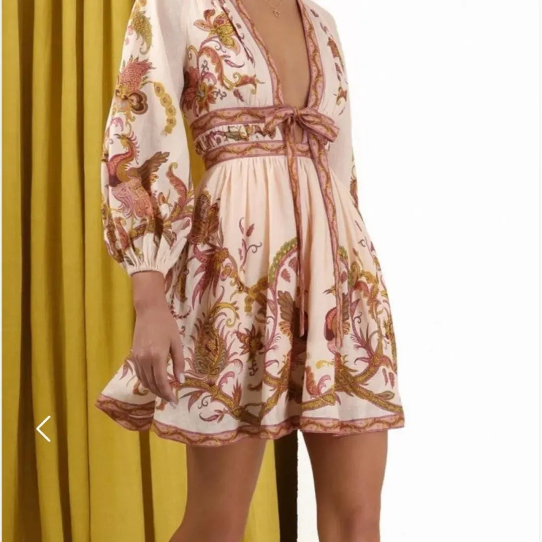 Zimmermann Cassia plunge mini dress size 3 for rent on The Volte - main image