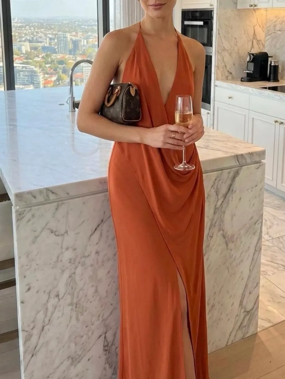BEC & BRIDGE SABRINA DRAPE MAXI / PERSIMMON / SIZE 8 for rent on The Volte - main image