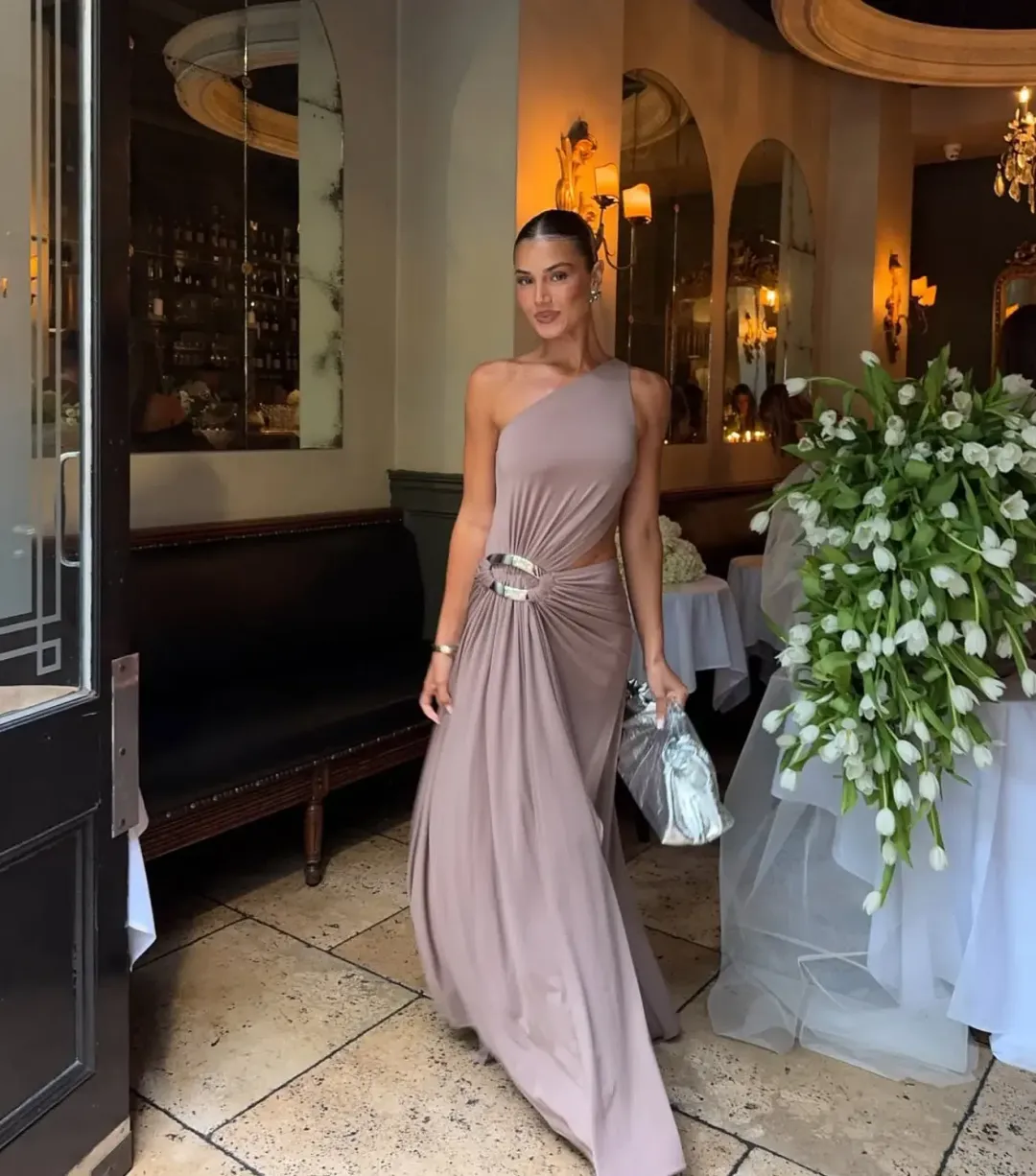 Ance Gria Serena Gown Taupe Size 8 for rent on The Volte - main image