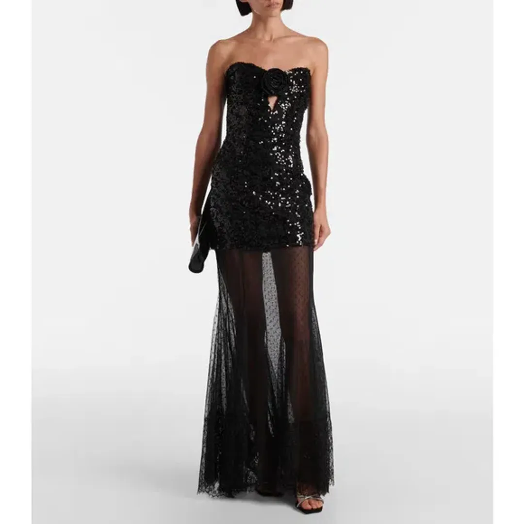 New REBECCA VALLANCE Diana Gown - Size 12 - Strapless Black Formal Maxi Dress for rent on The Volte - main image