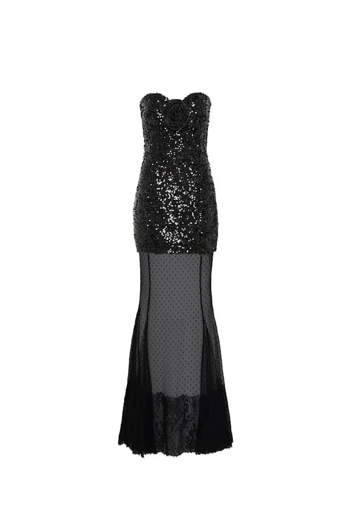 New REBECCA VALLANCE Diana Gown - Size 12 - Strapless Black Formal Maxi Dress - Image 4