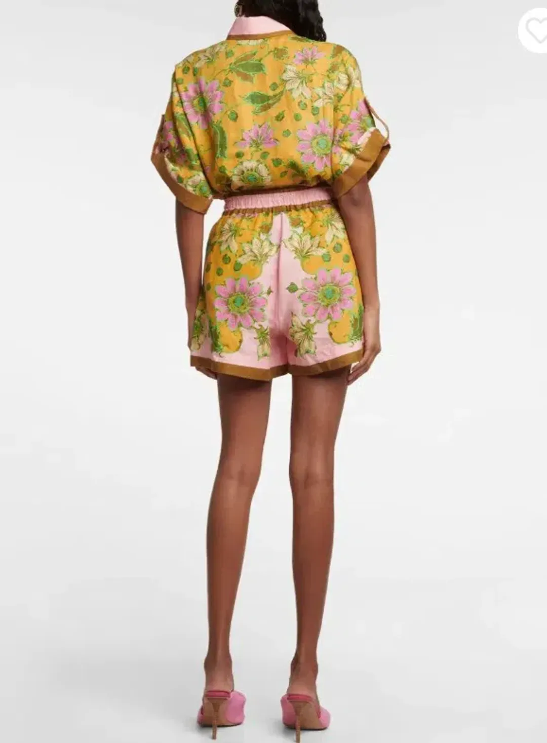 Alemais Winnie Floral Spliced Pink Shirt and Short Two Piece Set Print Size 10 for rent on The Volte - main image