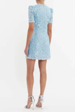🩵 NEW - REBECCA VALLANCE x Nicky Hilton “Leyla” Short Sleeve Sequin Mini Dress – Size 8 AU 🩵– Light Blue for rent on The Volte - image 2