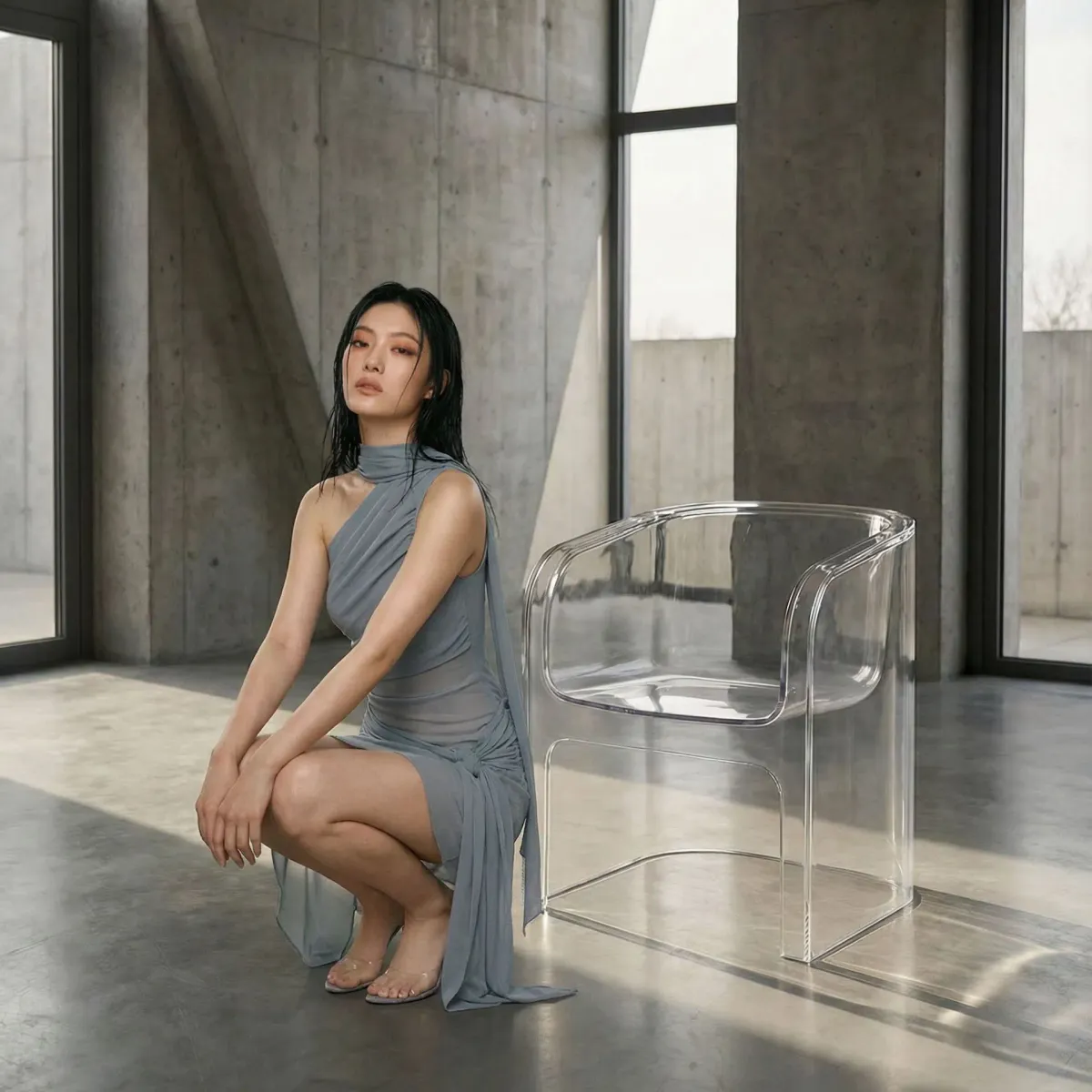 Guizio Cyrielle Dress Gunmetal for rent on The Volte - main image