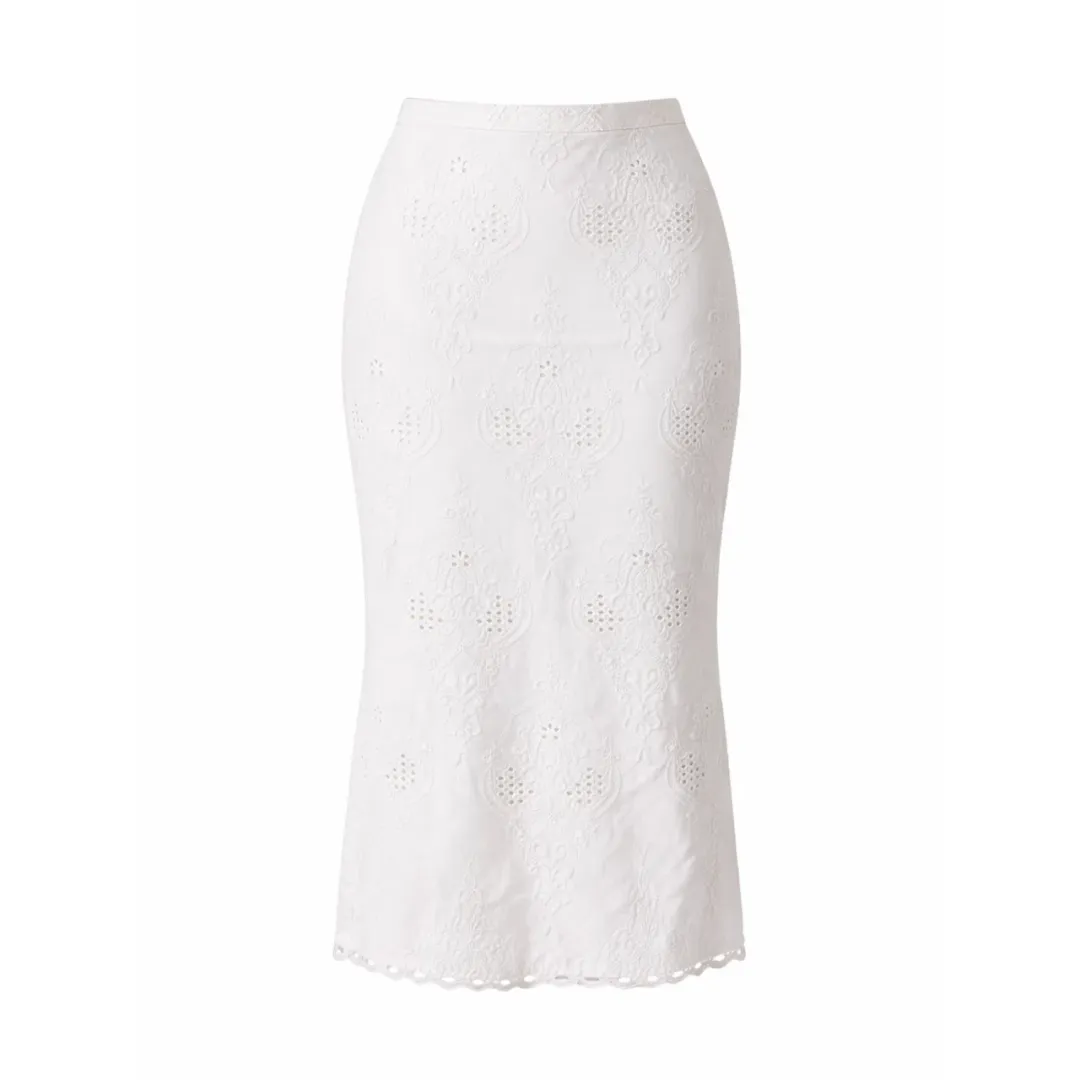 House of CB White Cotton Broderie Strapless Corset Top & Skirt for rent on The Volte - main image