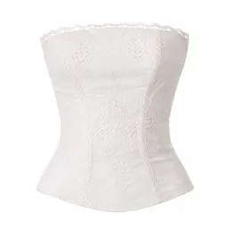 House of CB White Cotton Broderie Strapless Corset Top & Skirt for rent on The Volte - image 2