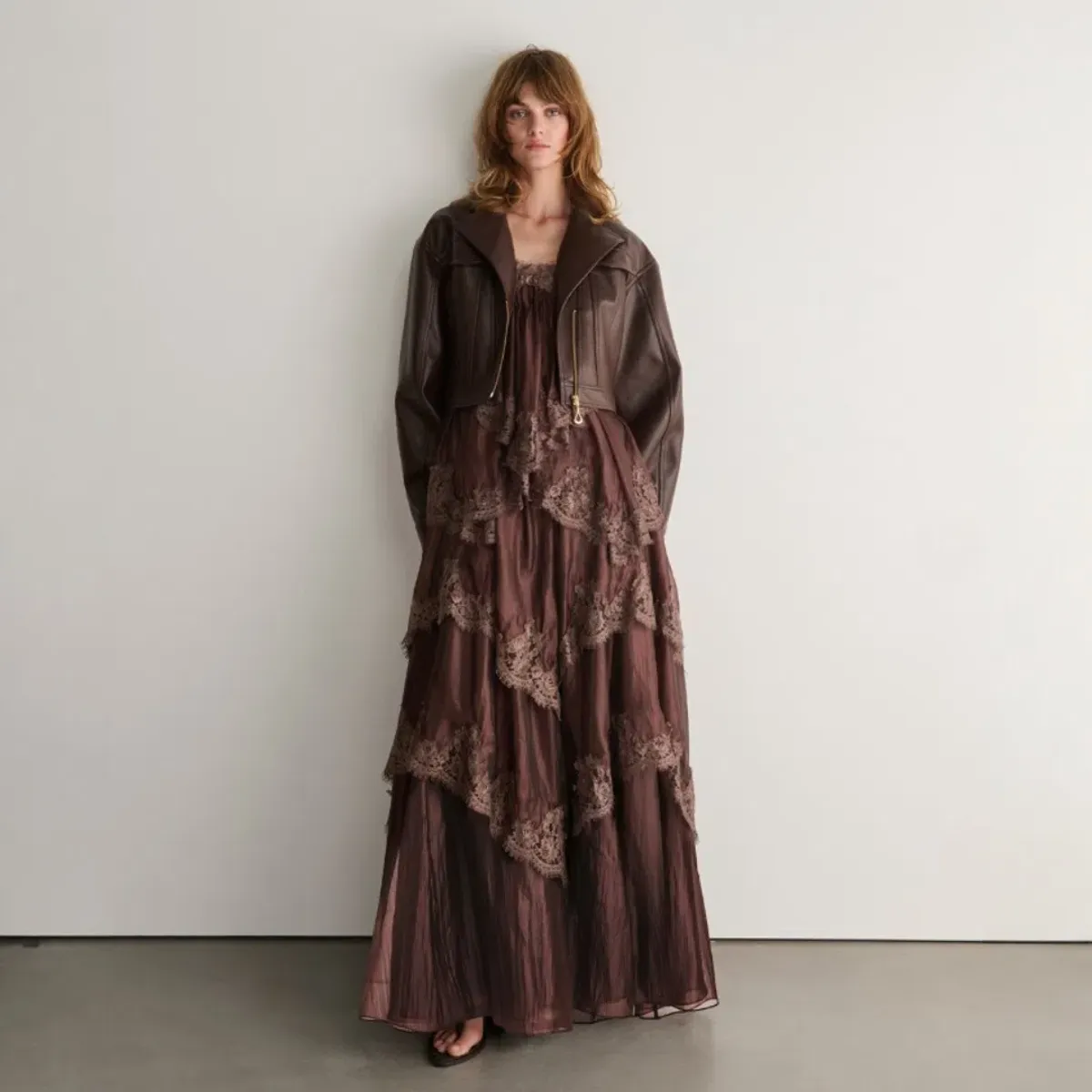 AJE Ophelia Lace Gown In Chocolate Size 10 - Image 5
