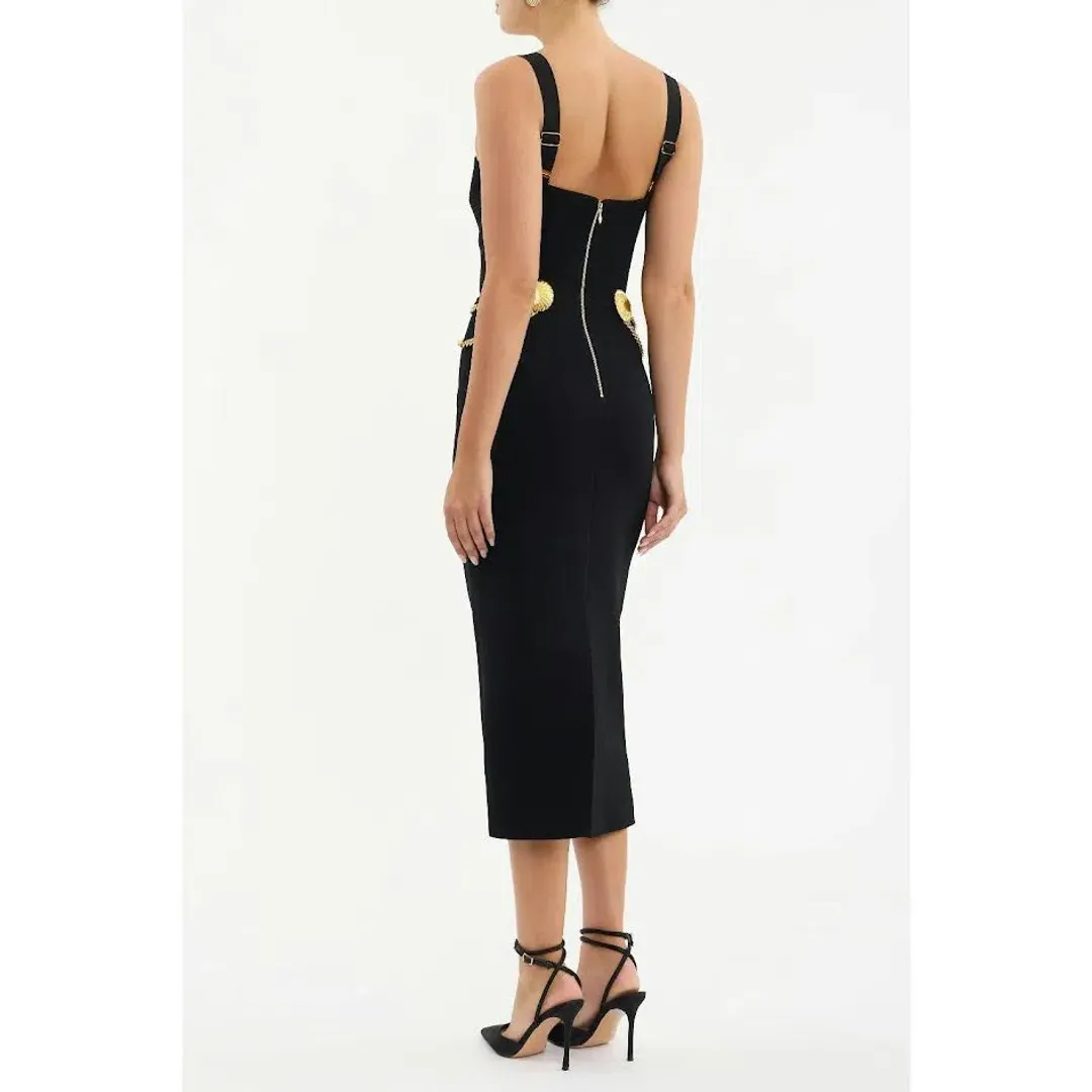 New REBECCA VALLANCE “Chelsea” Midi Dress – Size 8 AU – Black for rent on The Volte - main image