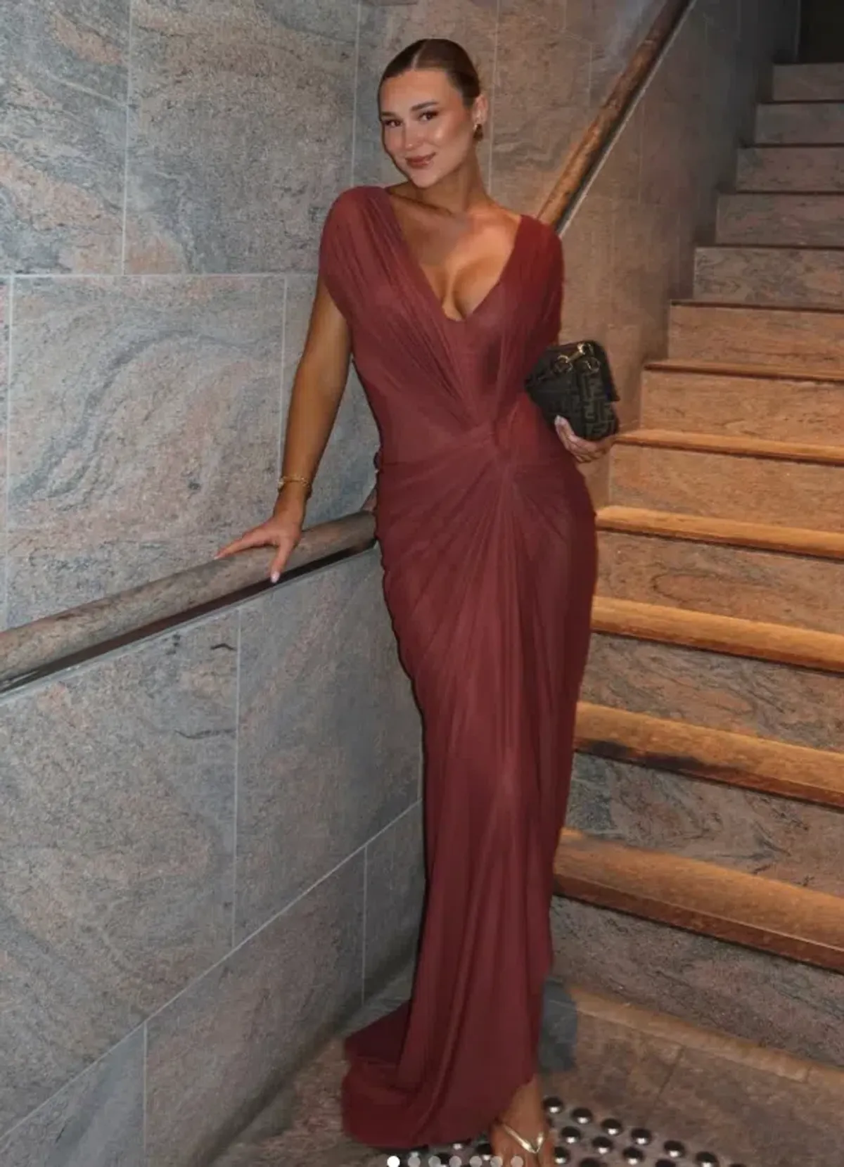 Bec and Bridge Leia Drape Gown Rust Size 6 - Image 5