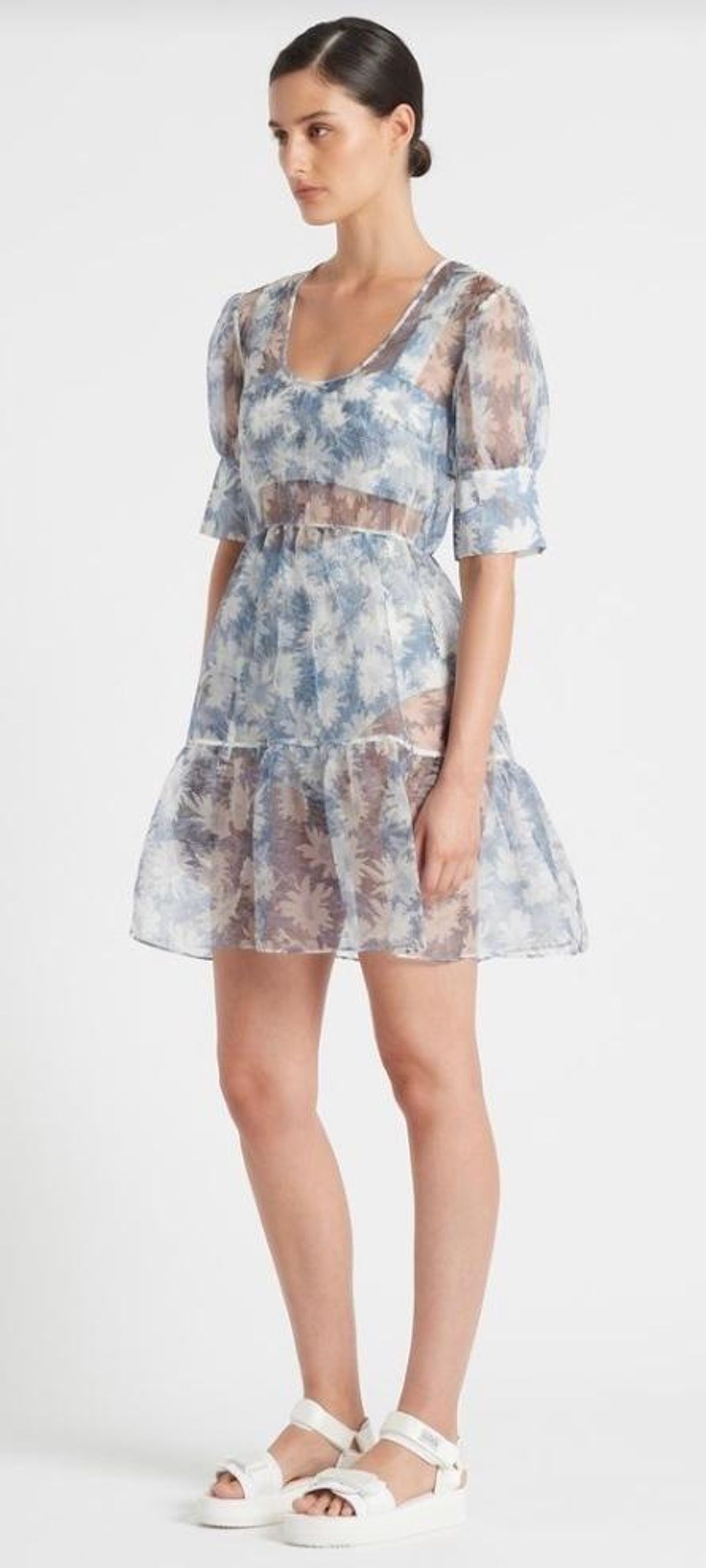 Sir The Label Anais Puff Sleeve Mini Dress Blue Size 0 | AU 6 - Image 1