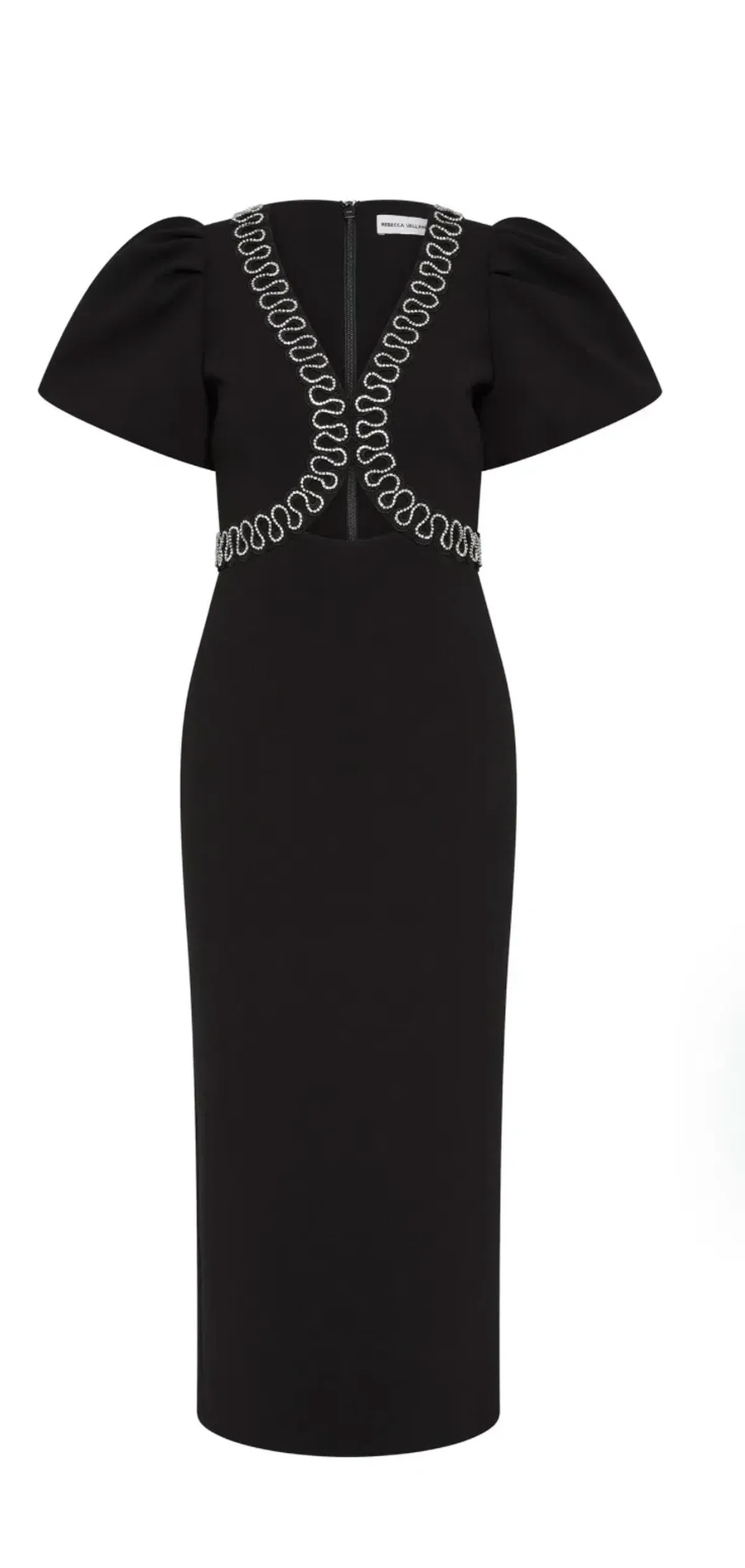 Rebecca Vallance NYX Puff Sleeve midi dress in black size 12 - Image 1