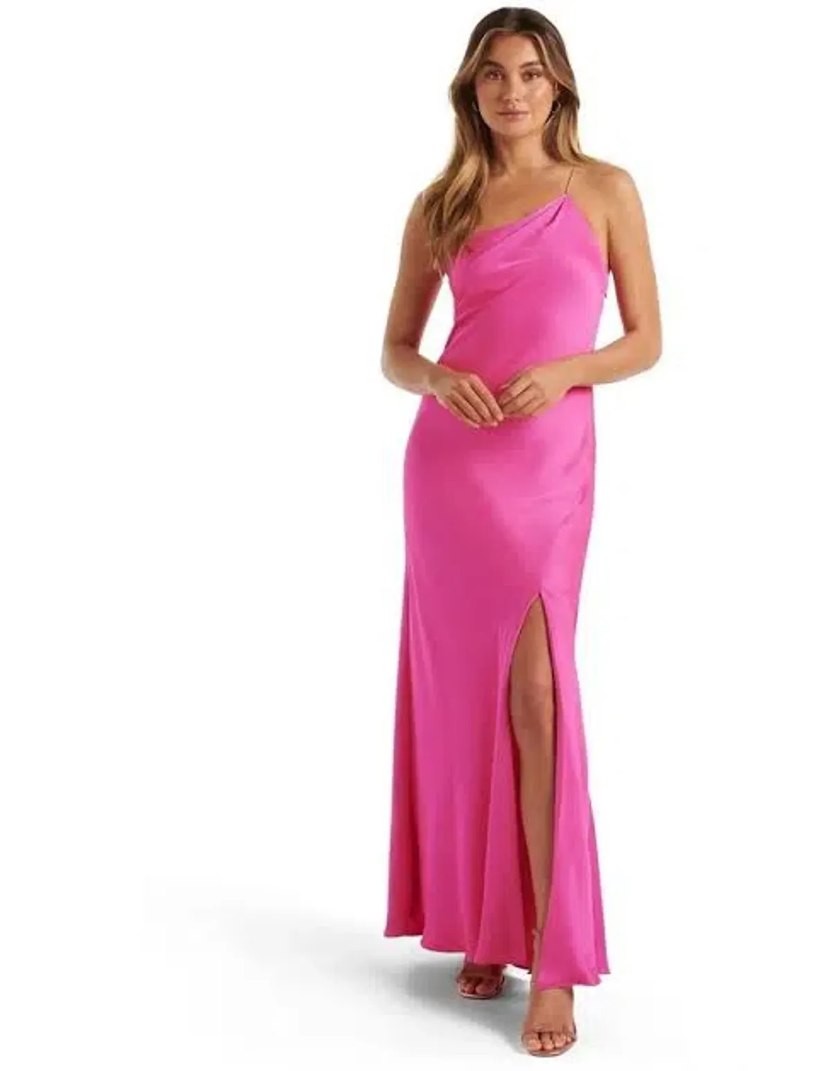 Forever New Aurelia Asymmetrical Chain Detail Maxi Dress in Pink - Image 1